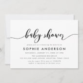 Invitation Baby shower de script de relaxation noir et blanc (Devant)