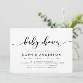 Invitation Baby shower de script de relaxation noir et blanc (Debout devant)