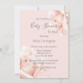 Invitation Baby shower de script de roses roses blanches par  (Devant)