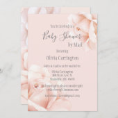 Invitation Baby shower de script de roses roses blanches par  (Devant / Derrière)
