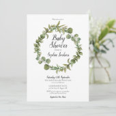 Invitation Baby shower de script Eucalyptus de la verdure des (Debout devant)