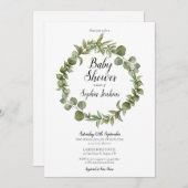 Invitation Baby shower de script Eucalyptus de la verdure des (Devant / Derrière)