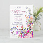 Invitation Baby shower de script fleur sauvage chic moderne (Debout devant)