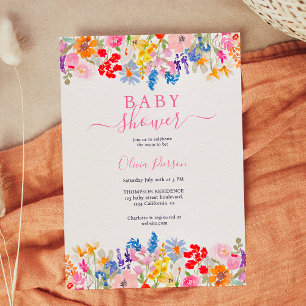 Invitation Baby shower de script fleur sauvage du jardin mode