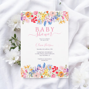 Invitation Baby shower de script fleur sauvage du jardin mode