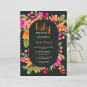 Invitation Baby shower de script floral orange neutre (Debout devant)