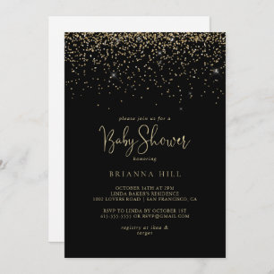 Invitation Baby shower de script Gold Confetti