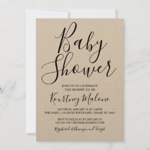 Invitation Baby shower de script Kraft
