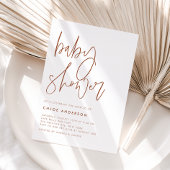 Invitation Baby shower de script manuscrit Boho Terracotta