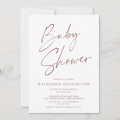 Invitation Baby shower de script manuscrit simple moderne (Devant)