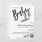 Invitation Baby shower de script minimal moderne QR Code phot (Devant)