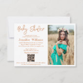 Invitation baby shower de script minimal photo code qr (Devant)