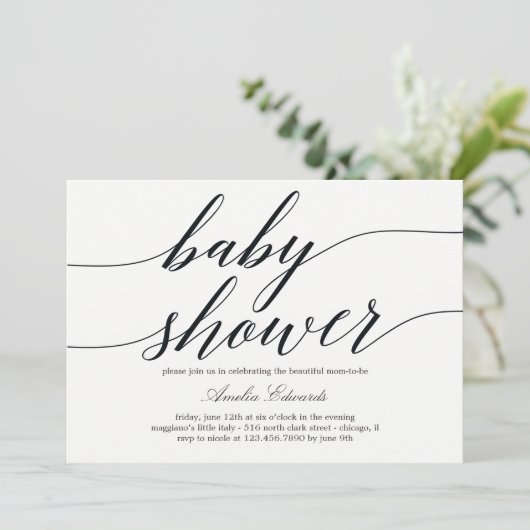 Invitation Baby shower de script moderne (Debout devant)