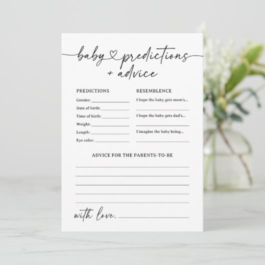 Invitation Baby shower de script moderne Prédictions et conse (Debout devant)