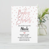 Invitation Baby shower de script moderne rose Gold Pink (Debout devant)