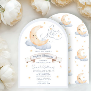 Invitation Baby shower de script neutre sur la lune