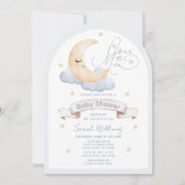 Invitation Baby shower de script neutre sur la lune (Devant)
