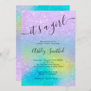 Invitation baby shower de script sombre de parties scintillan