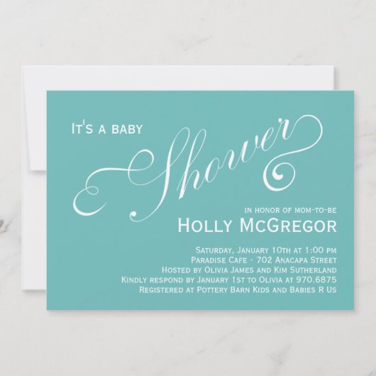 Invitation Baby shower de scripts modernes - Bleu (Devant)