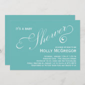 Invitation Baby shower de scripts modernes - Bleu (Devant / Derrière)