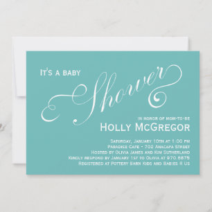 Invitation Baby shower de scripts modernes - Bleu