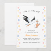 Invitation Baby shower de selfie pour bébé portant la cigogne (Devant / Derrière)