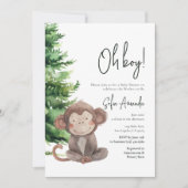 Invitation Baby shower de singe animal mou du bois (Devant)