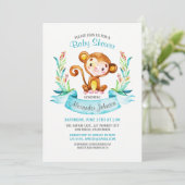 Invitation Baby shower de singe d'aquarelle (Debout devant)