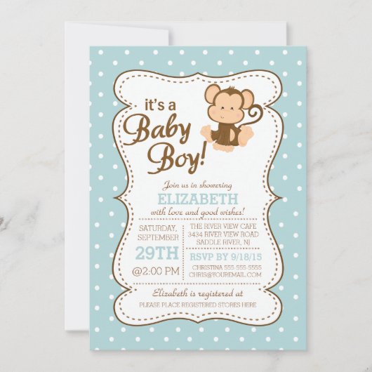Invitation Baby shower de singe de Jungle moderne  (Devant)