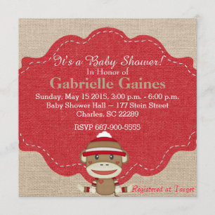 Invitation Baby shower de singe de socle neutre personnalisé