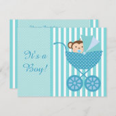 Invitation Baby shower de singe doux (Devant / Derrière)