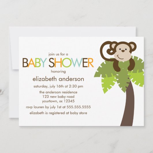 Invitation Baby shower de singe joueur (Devant)