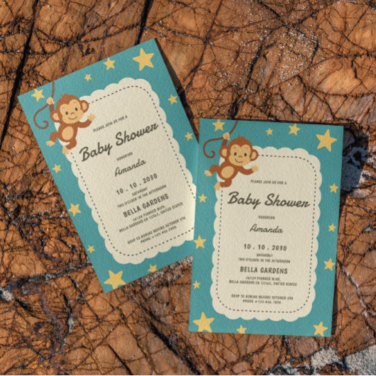 Invitation Baby shower de singe mignon