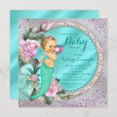 Invitation Baby shower de sirène (Devant / Derrière)