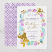 Invitation Baby shower de sirène (Devant / Derrière)