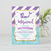 Invitation Baby shower de sirène (Debout devant)