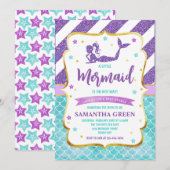 Invitation Baby shower de sirène (Devant / Derrière)