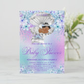 Invitation Baby shower de sirène africaine rose pourpre (Debout devant)