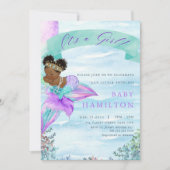 Invitation Baby shower de sirène afro-américain (Devant)