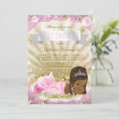 Invitation Baby shower de sirène américaine rose or d'Afrique (Debout devant)