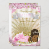 Invitation Baby shower de sirène américaine rose or d'Afrique (Devant / Derrière)