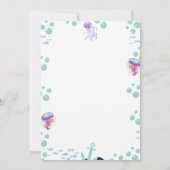 Invitation Baby shower de sirène couleur méduse aquarelle (Dos)