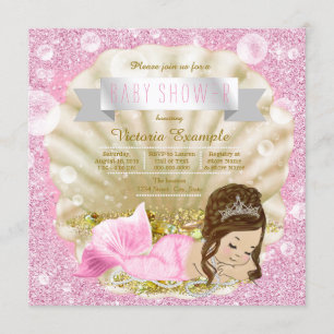 Invitation Baby shower de sirène de perle rose