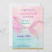 Invitation Baby shower de sirène d'or rose (Devant)
