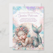 Invitation Baby shower de sirène dormant doux (Devant)