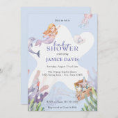 Invitation Baby shower de sirène illustrée (Devant / Derrière)