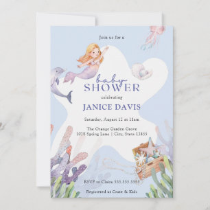 Invitation Baby shower de sirène illustrée