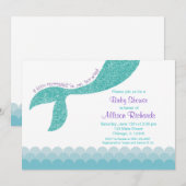 Invitation Baby shower de sirène invitation, aqua violet turq (Devant / Derrière)