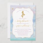 Invitation Baby shower de sirène Parties scintillant or (Devant)