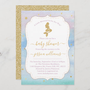 Invitation Baby shower de sirène Parties scintillant or